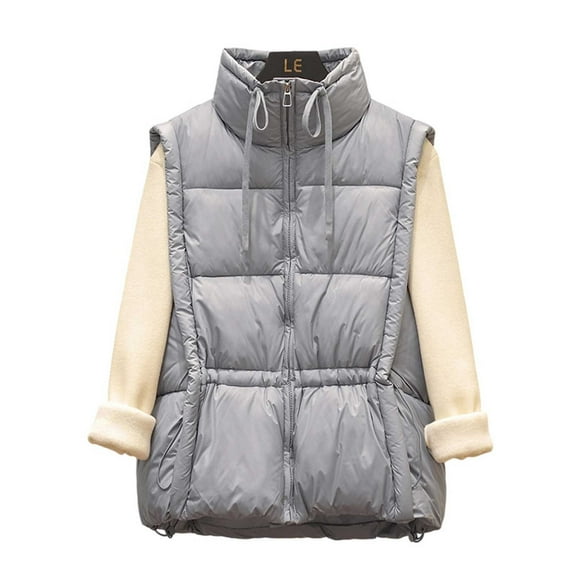 Quilted Jackets for Women Sleeveless Lightweight Zip Up Puffer Vest Winter Warm Stand Collar Gilet with Pockets Outdoor Casual