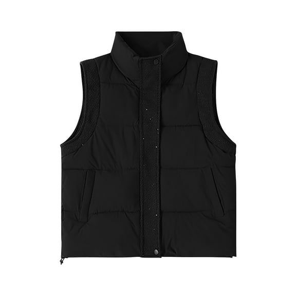 Quilted Jackets for Women Sleeveless Lightweight Zip Up Puffer Vest Winter Warm Stand Collar Gilet with Pockets Outdoor Casual