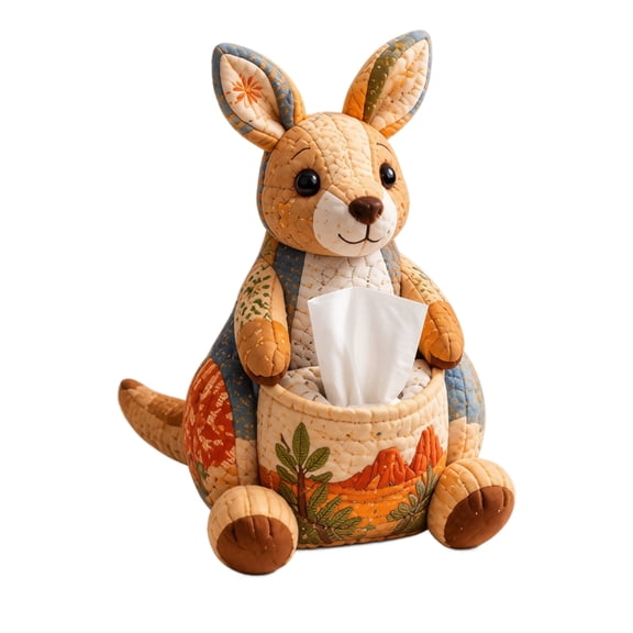 Quilted Kangaroo Tissue Box DIY Kit, Patchwork Designs Paper Tissue Holder, Handmade Craft Tissues Organizer for Bathroom Bedroom Dresser Living Room Office