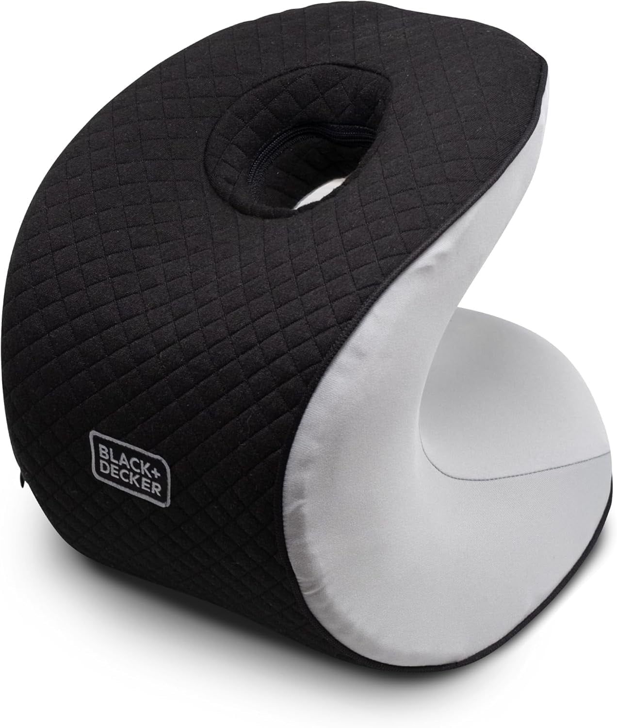 BLACK+DECKER Quilted Knit Nap and Cervical Neck Pillow, Memory Foam Travel Pillow, Black