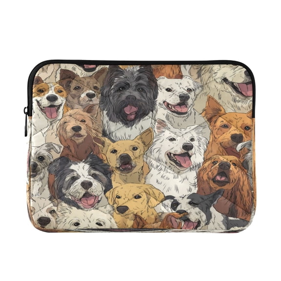 Quilted Laptop Sleeve for 13-16 Inch Laptops Protective Laptop Case Cover Lightweight Travel & Office Essentials A Large Group Of Dogs