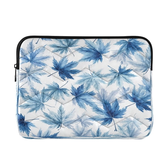Quilted Laptop Sleeve for 13-16 Inch Laptops Protective Laptop Case Cover Lightweight Travel & Office Essentials Abstract Blue Maple Leaves