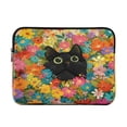 thumbnail image 1 of Quilted Laptop Sleeve for 13-16 Inch Laptops Protective Laptop Case Cover Lightweight Travel & Office Essentials Black Cat Among Colorful Flowers, 1 of 8