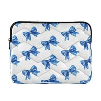 Quilted Laptop Sleeve for 13-16 Inch Laptops Protective Laptop Case Cover Lightweight Travel & Office Essentials Blue Bows Pattern