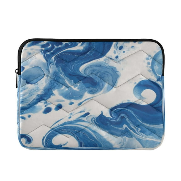 Quilted Laptop Sleeve for 13-16 Inch Laptops Protective Laptop Case Cover Lightweight Travel & Office Essentials Blue Tie-dye Pattern