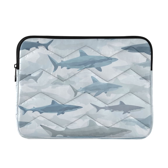 Quilted Laptop Sleeve for 13-16 Inch Laptops Protective Laptop Case Cover Lightweight Travel & Office Essentials Blue and Gray Sharks Pattern