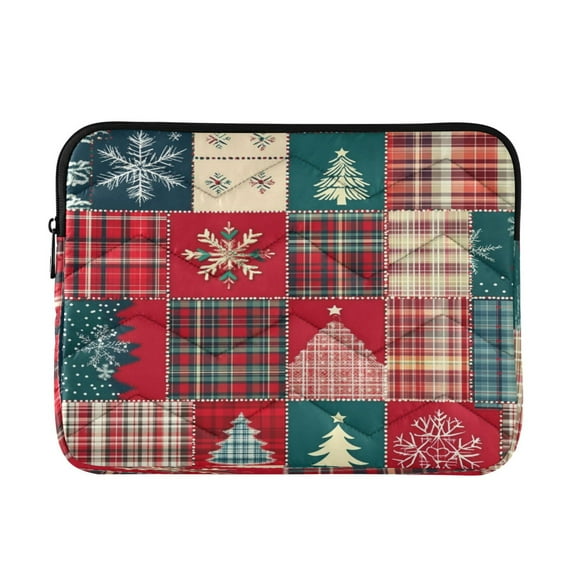Quilted Laptop Sleeve for 13-16 Inch Laptops Protective Laptop Case Cover Lightweight Travel & Office Essentials Christmas Patchwork Pattern