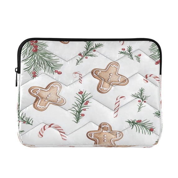 Quilted Laptop Sleeve for 13-16 Inch Laptops Protective Laptop Case Cover Lightweight Travel & Office Essentials Christmas Tree Branches and Cookie