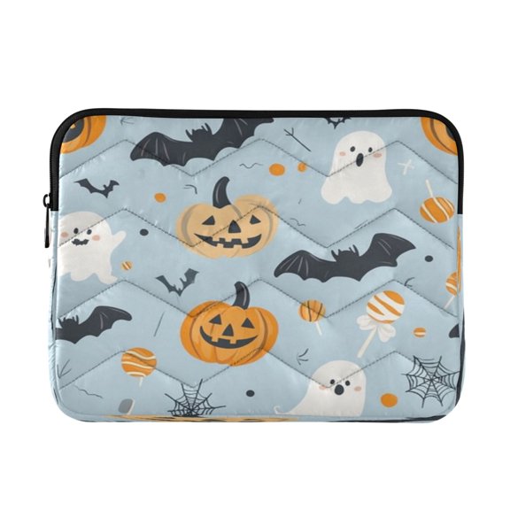 Quilted Laptop Sleeve for 13-16 Inch Laptops Protective Laptop Case Cover Lightweight Travel & Office Essentials Cute Halloween-themed Clipart
