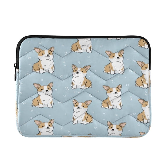 Quilted Laptop Sleeve for 13-16 Inch Laptops Protective Laptop Case Cover Lightweight Travel & Office Essentials Cute Little Dog Pattern