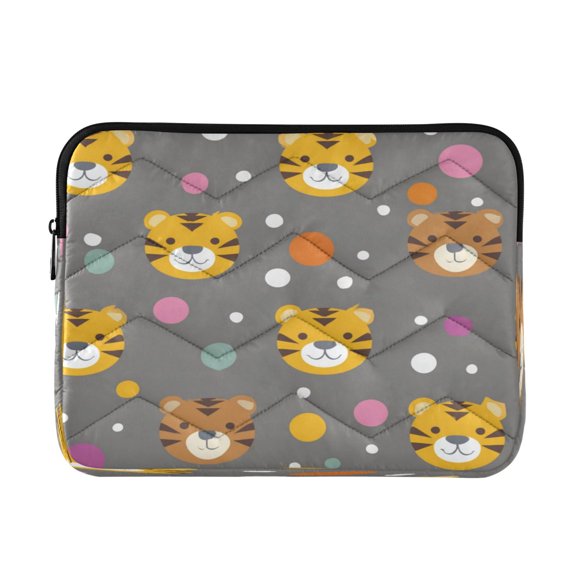 Quilted Laptop Sleeve for 13-16 Inch Laptops Protective Laptop Case Cover Lightweight Travel & Office Essentials Cute Tiger Face Pattern