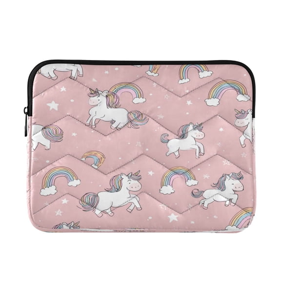 Quilted Laptop Sleeve for 13-16 Inch Laptops Protective Laptop Case Cover Lightweight Travel & Office Essentials Cute Unicorn Pattern