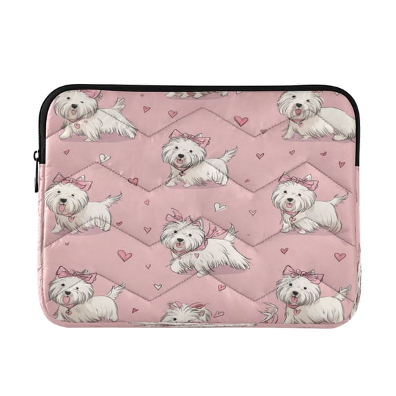 Quilted Laptop Sleeve for 13-16 Inch Laptops Protective Laptop Case Cover Lightweight Travel & Office Essentials Dogs Wearing Bows