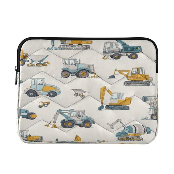 Quilted Laptop Sleeve for 13-16 Inch Laptops Protective Laptop Case Cover Lightweight Travel & Office Essentials Engineering Vehicle Pattern