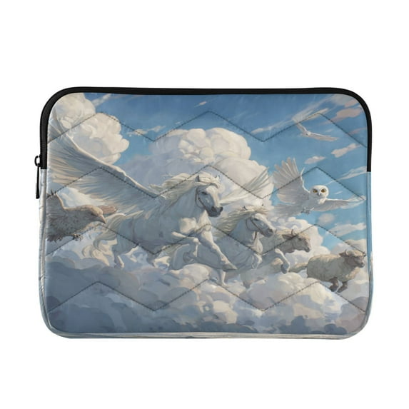 Quilted Laptop Sleeve for 13-16 Inch Laptops Protective Laptop Case Cover Lightweight Travel & Office Essentials Flying Horses and Sheep