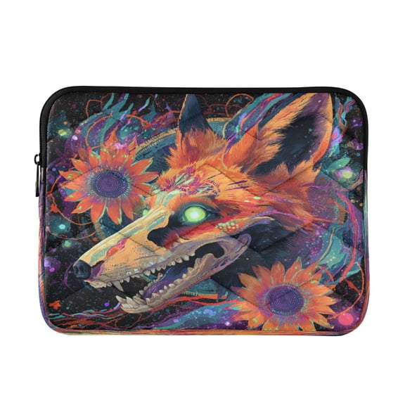 Quilted Laptop Sleeve for 13-16 Inch Laptops Protective Laptop Case Cover Lightweight Travel & Office Essentials Fox Skull