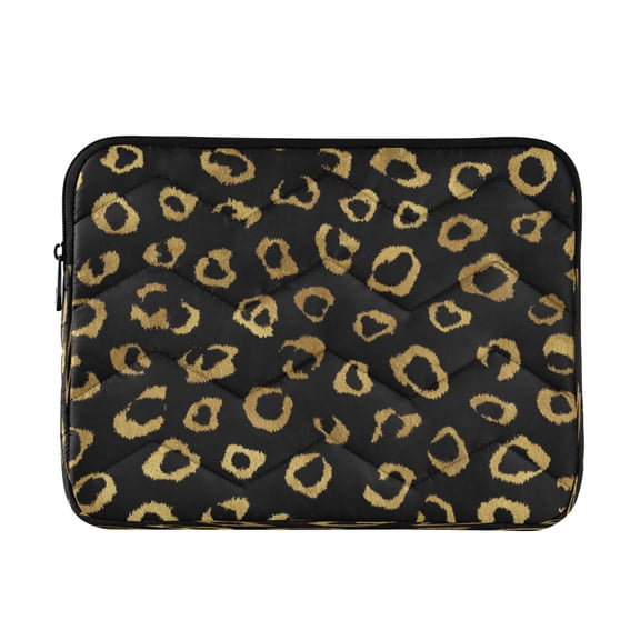 Quilted Laptop Sleeve for 13-16 Inch Laptops Protective Laptop Case Cover Lightweight Travel & Office Essentials Gold Leopard Pattern