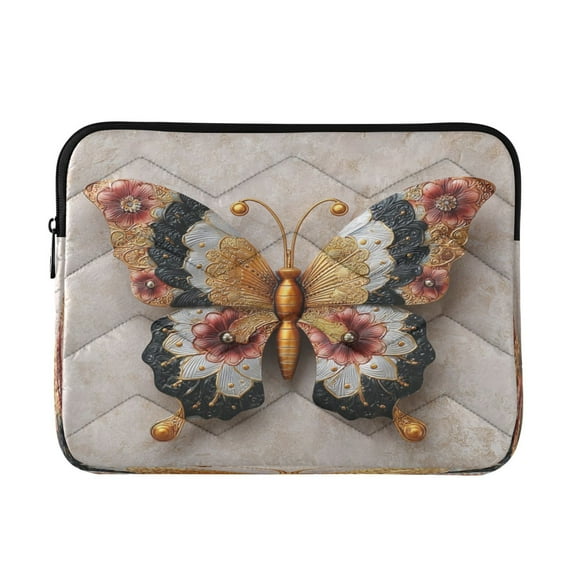 Quilted Laptop Sleeve for 13-16 Inch Laptops Protective Laptop Case Cover Lightweight Travel & Office Essentials Gorgeous Colors Butterfly