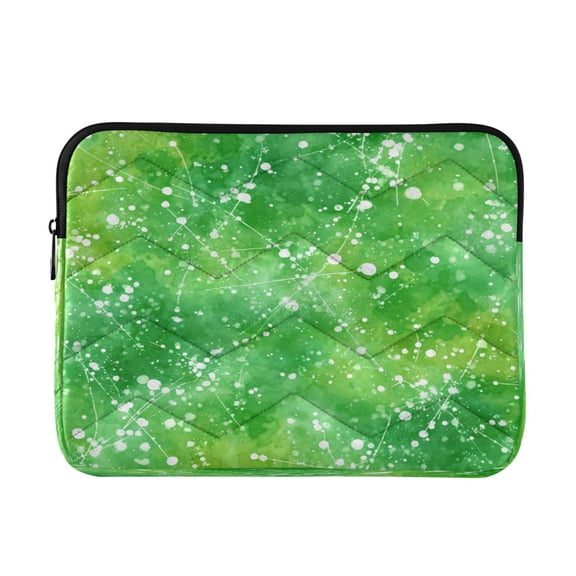 Quilted Laptop Sleeve for 13-16 Inch Laptops Protective Laptop Case Cover Lightweight Travel & Office Essentials Green Ink Splatter Pattern
