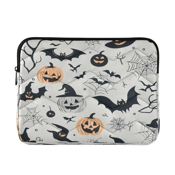 Quilted Laptop Sleeve for 13-16 Inch Laptops Protective Laptop Case Cover Lightweight Travel & Office Essentials Halloween Design Elements