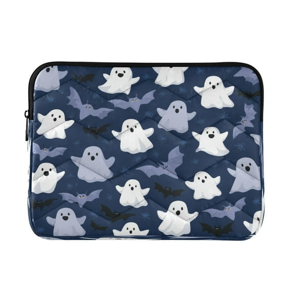 Quilted Laptop Sleeve for 13-16 Inch Laptops Protective Laptop Case Cover Lightweight Travel & Office Essentials Halloween Ghost Pattern