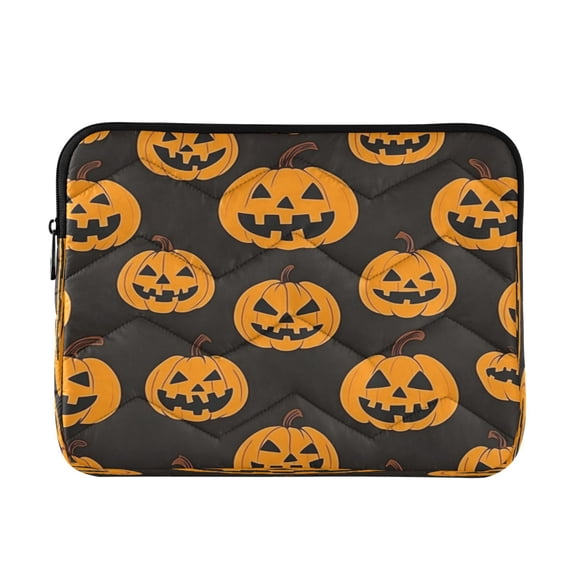 Quilted Laptop Sleeve for 13-16 Inch Laptops Protective Laptop Case Cover Lightweight Travel & Office Essentials Halloween Pumpkin Seamless Pattern