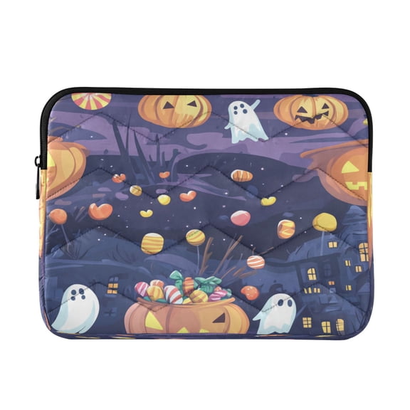 Quilted Laptop Sleeve for 13-16 Inch Laptops Protective Laptop Case Cover Lightweight Travel & Office Essentials Halloween Theme