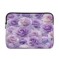 thumbnail image 1 of Quilted Laptop Sleeve for 13-16 Inch Laptops Protective Laptop Case Cover Lightweight Travel & Office Essentials Light Purple Roses Pattern, 1 of 8