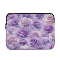 Quilted Laptop Sleeve for 13-16 Inch Laptops Protective Laptop Case Cover Lightweight Travel & Office Essentials Light Purple Roses Pattern