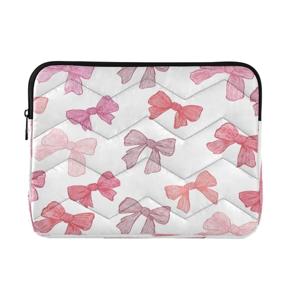 Quilted Laptop Sleeve for 13-16 Inch Laptops Protective Laptop Case Cover Lightweight Travel & Office Essentials Pink Bows Pattern