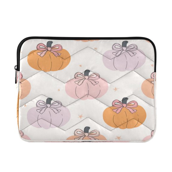 Quilted Laptop Sleeve for 13-16 Inch Laptops Protective Laptop Case Cover Lightweight Travel & Office Essentials Pumpkins with Bows