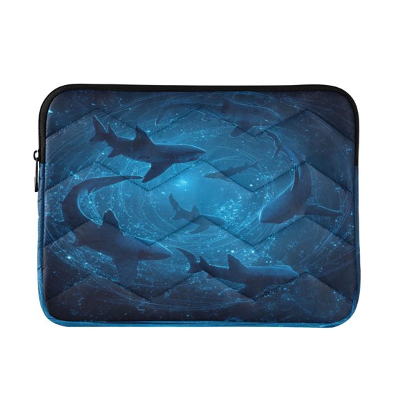 Quilted Laptop Sleeve for 13-16 Inch Laptops Protective Laptop Case Cover Lightweight Travel & Office Essentials Sharks Are Swimming