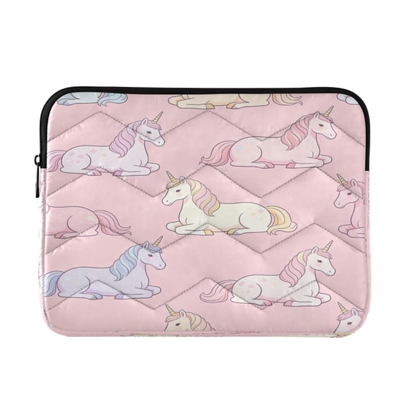 Quilted Laptop Sleeve for 13-16 Inch Laptops Protective Laptop Case Cover Lightweight Travel & Office Essentials Sitting Unicorn Pattern