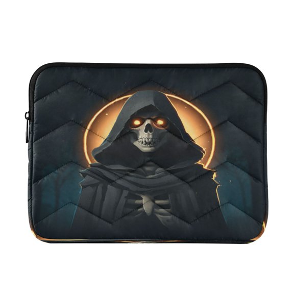 Quilted Laptop Sleeve for 13-16 Inch Laptops Protective Laptop Case Cover Lightweight Travel & Office Essentials Skeleton with Glowing Eyes