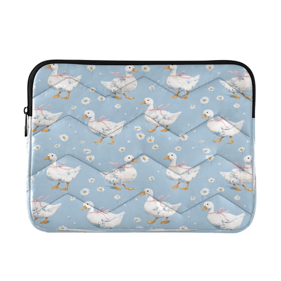 Quilted Laptop Sleeve for 13-16 Inch Laptops Protective Laptop Case Cover Lightweight Travel & Office Essentials Small Geese and Daisies