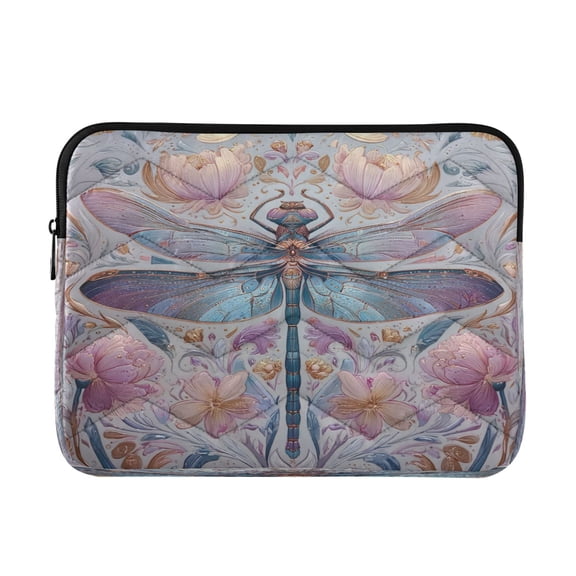 Quilted Laptop Sleeve for 13-16 Inch Laptops Protective Laptop Case Cover Lightweight Travel & Office Essentials Watercolor Ornate Dragonfly