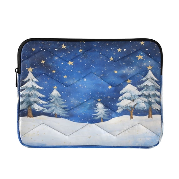 Quilted Laptop Sleeve for 13-16 Inch Laptops Protective Laptop Case Cover Lightweight Travel & Office Essentials Winter Wonderland