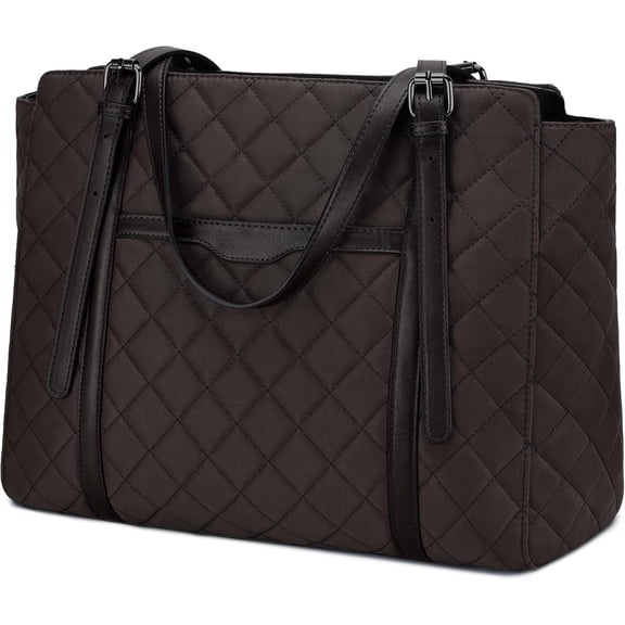 Quilted Laptop Tote Bag for Women, Medium Puffer Work Bag Purse