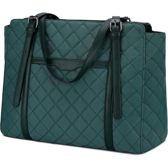 Quilted Laptop Tote Bag for Women, Medium Puffer Work  Bag Purse