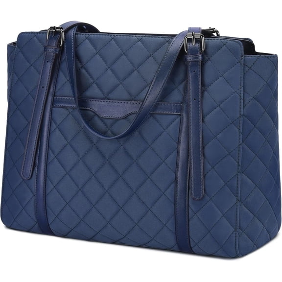 Quilted Laptop Tote Bag for Women, Medium Puffer Work Bag Purse