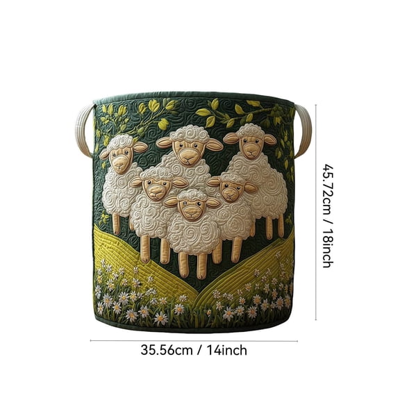 Quilted Laundry Basket, Boho Large Cow Sheep Cheetah Print, Clothes Storage with Handles for Bedroom Decor
