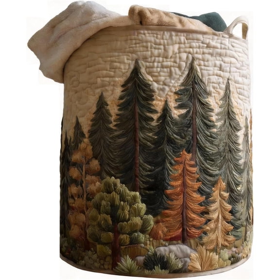 Quilted Laundry Basket Fabric Floral Storage Hamper for Nursery Bedroom Laundry Room Clothes Toys, Paws Quilted Laundry Basket Organizer for Blankets Toys Book and Clothes Versatile Storage