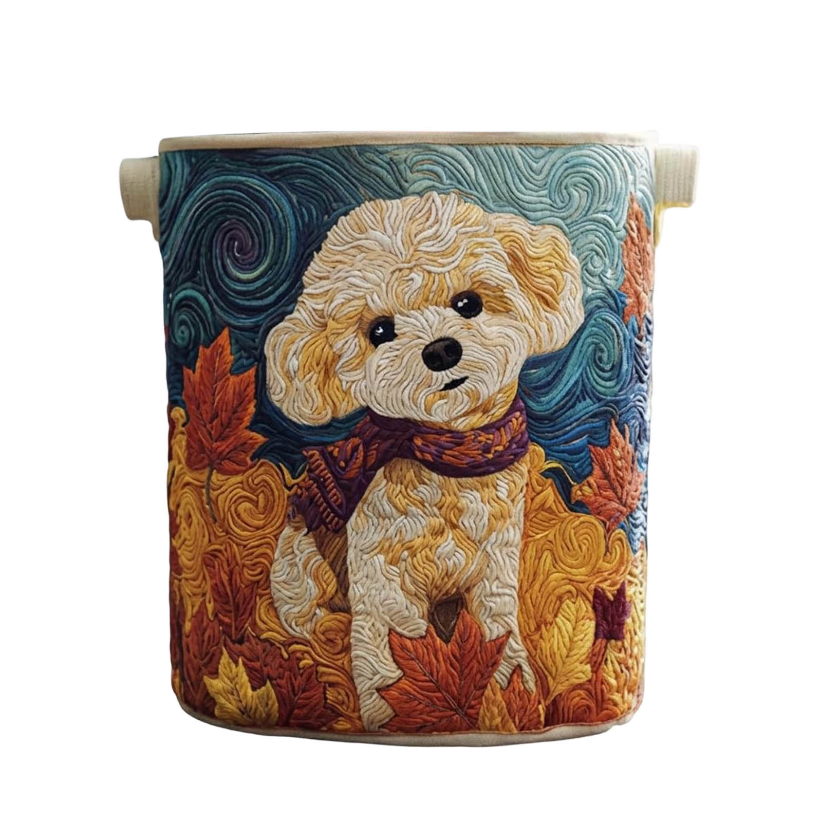Quilted Laundry Basket with Handles, Boho Floral Fabric Storage Hamper, Large Soft Quilted Laundry Basket for Bedroom, Laundry Room,Clothes & Toys (Dog Paw Pattern)