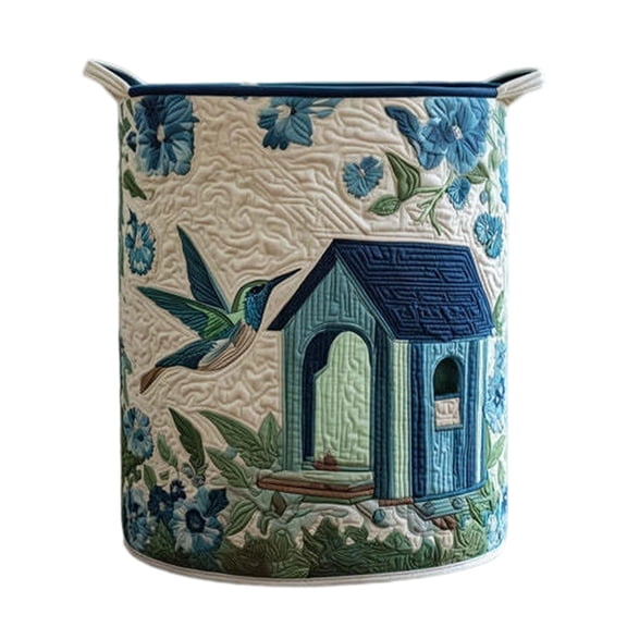 Quilted Laundry Basket with Handles, Boho Floral Fabric Storage Hamper, Large Soft Quilted Laundry Basket for Nursery, Bedroom, Laundry Room,Clothes & Toys,L
