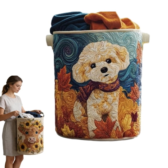 Quilted Laundry Basket with Handles, Fabric Laundry Basket, Boho, Perfect for Dorm Rooms, And Cozy Bedroom Organization to Keep Your Living Space Completely Clutter-Free