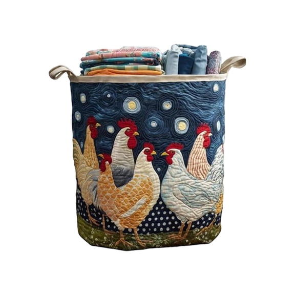 Quilted Laundry Basket Organizer for Blankets Toys Book and Clothes Versatile Storage for Living Room Bedroom Nursery,Oatmeal(16" x 22")
