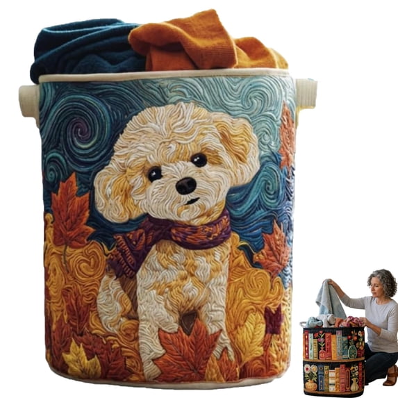 Quilted Laundry Basket, Quilted Laundry Basket with Handles,Boho Fabric Storage Basket,Multi-functional Clothes Storage Basket (#05, L 20in*28in)