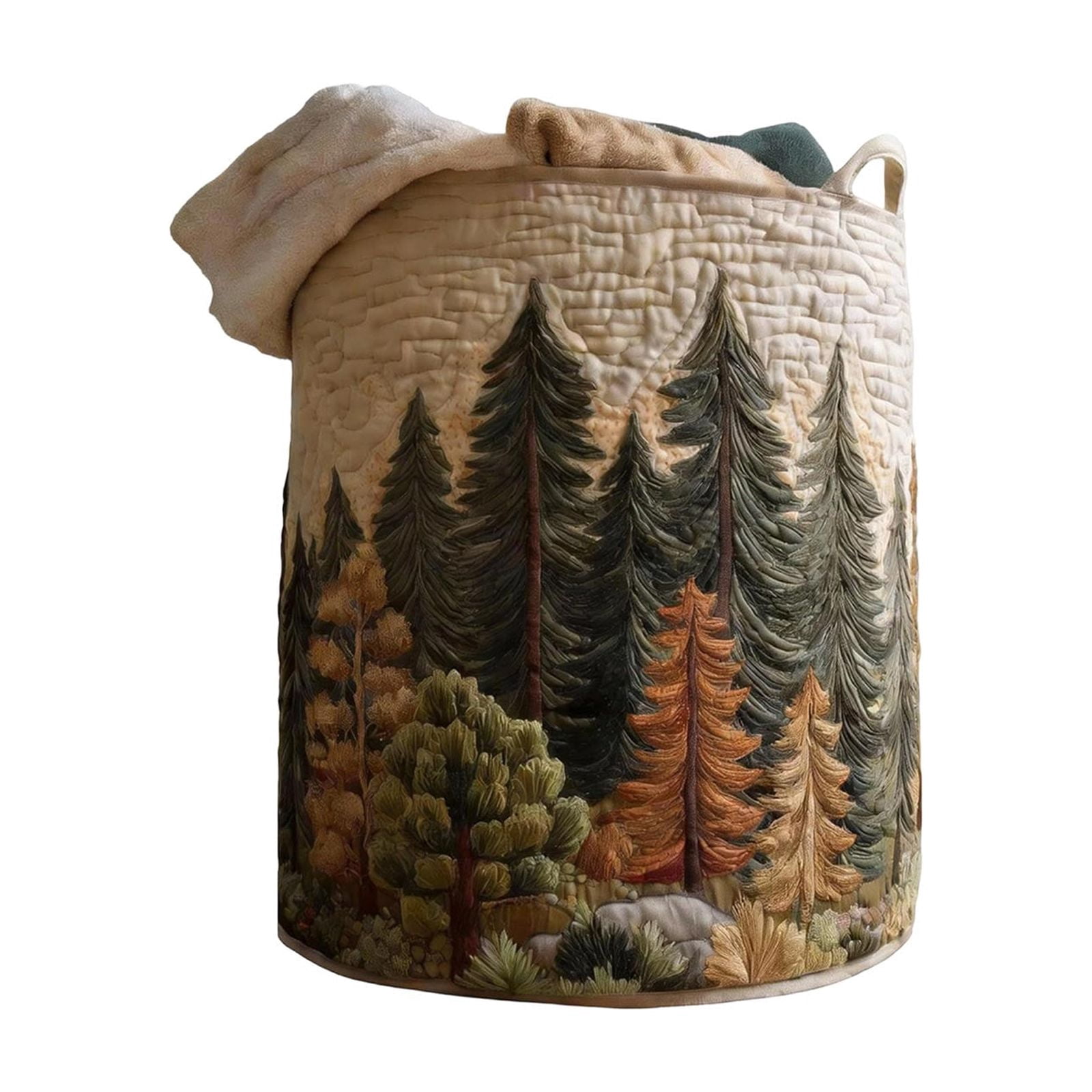 Quilted Laundry Basket Vintage Floral Laundry Hamper with Handles Foldable Storage Basket for Clothes(28" x 20")