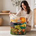 thumbnail image 1 of Quilted Laundry Basket with Handles, Boho Floral Quilted Storage Hamper, Large Capacity Laundry Hamper for Nursery Bedroom Laundry Room Home Decor, 1 of 5