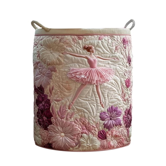 Quilted Laundry Boho Fabric Floral Storage Hamper For Nursery Bedroom Laundry Room This quilted laundry hamper features a sturdy and durable ca Polyester Material with Long-Lasting Perform... Pink